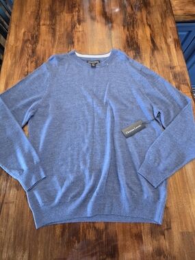 Christian Lacroix Sweater Mens XL Blue 100% Merino Wool Crewneck Pullover NWT